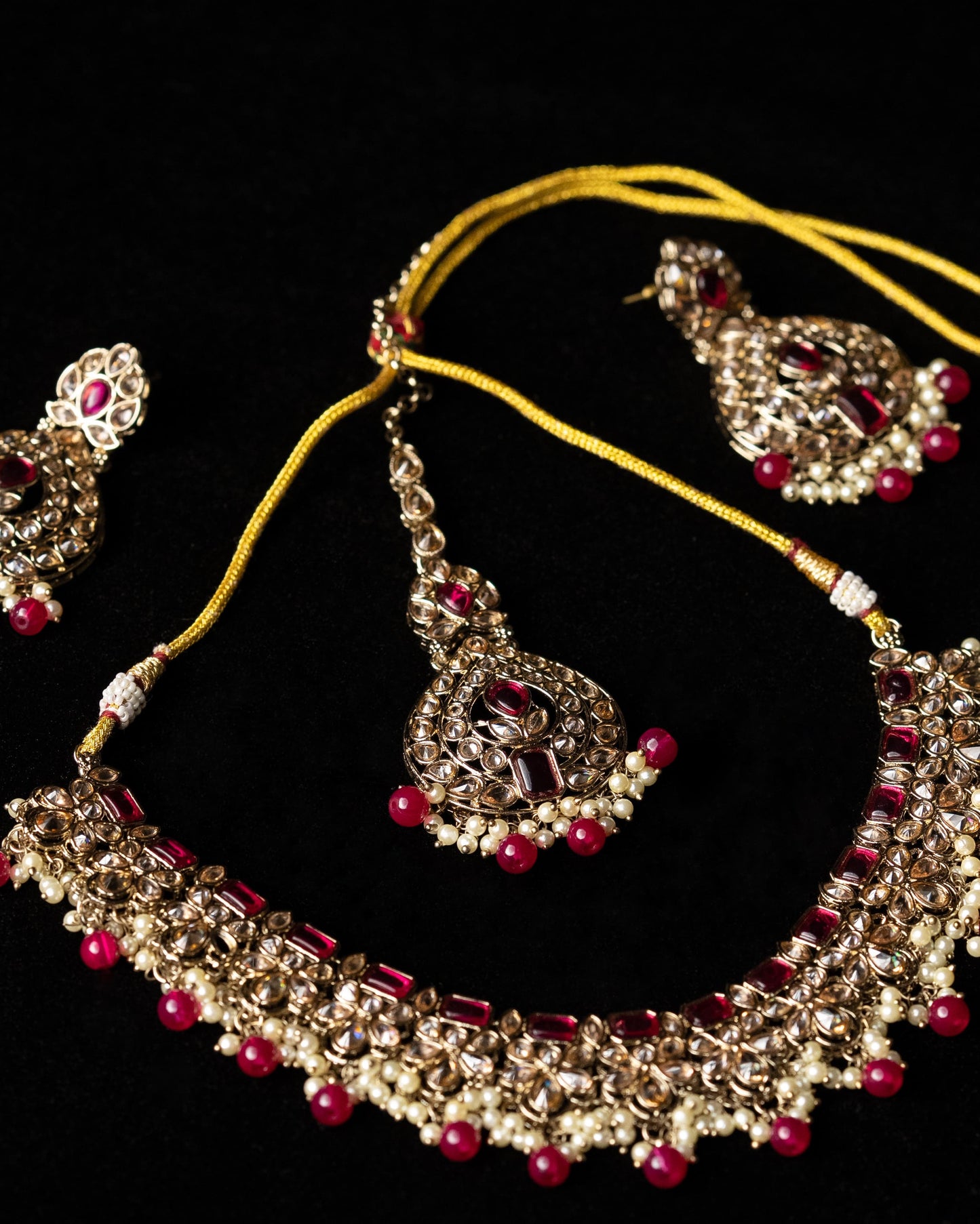Maroon color Meenakari Necklace |Party Jewelry I Earrings & Tikka