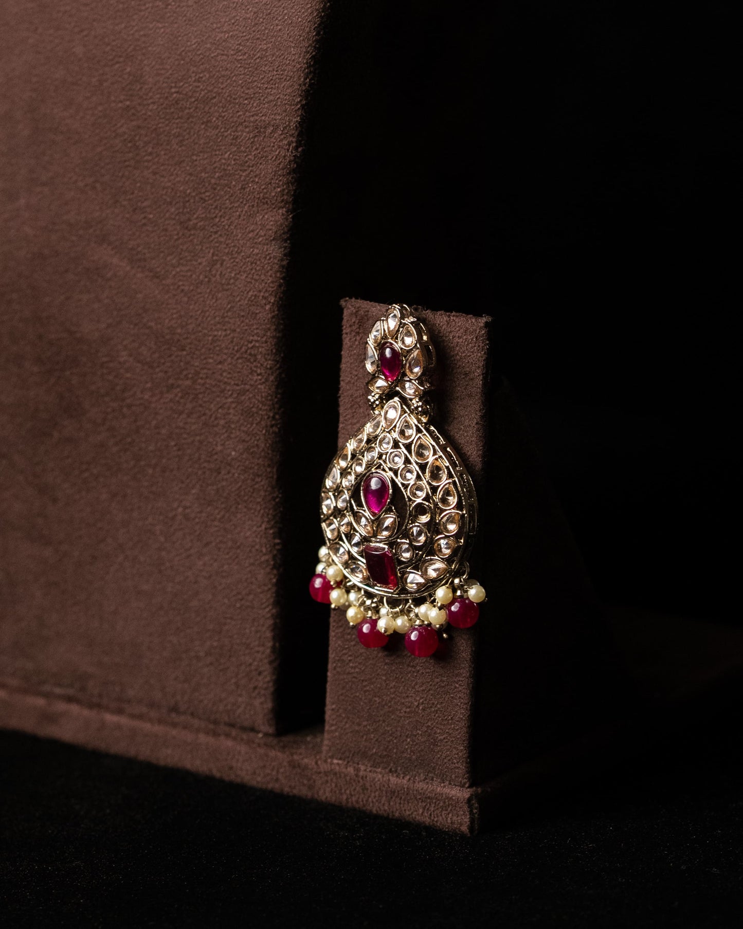 Maroon color Meenakari Necklace |Party Jewelry I Earrings & Tikka