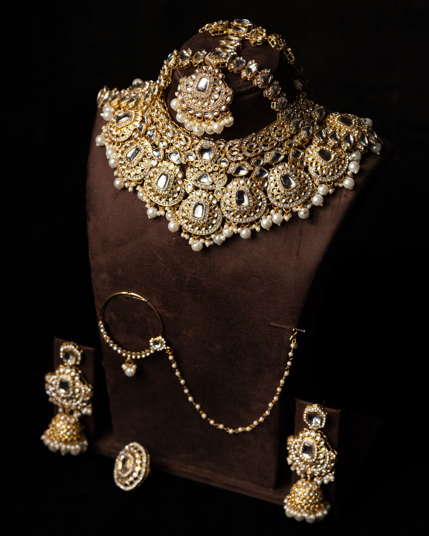 Premium Kundan Statement Bridal Set |Wedding Jewelry |Traditional Jewelry I Full Bridal Jewelry I Jhumka, Matha Patti, Nose Pin & Ring